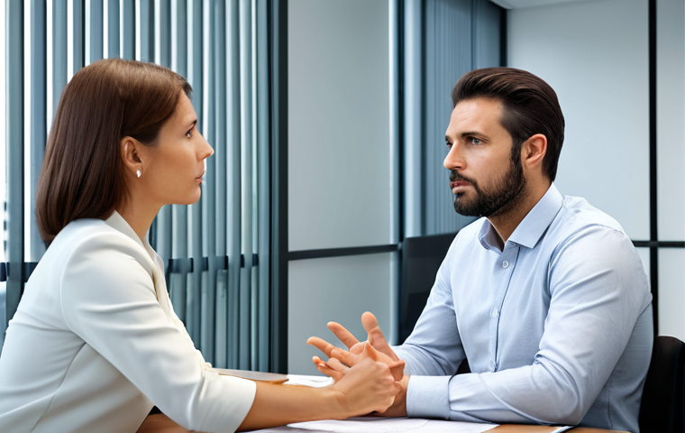 공연기획사에서의 팀 내 갈등 해결법 - Role-Playing Exercise - Empathy**

"Two colleagues, fully clothed in modest office wear, participati...